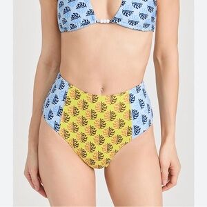 NWT Rhode Blue and Yellow Navya Bikini Swim Suit Bottom Kamal Sz Small S